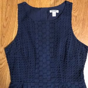 Old Navy crochet eyelet navy blue dress Size 6